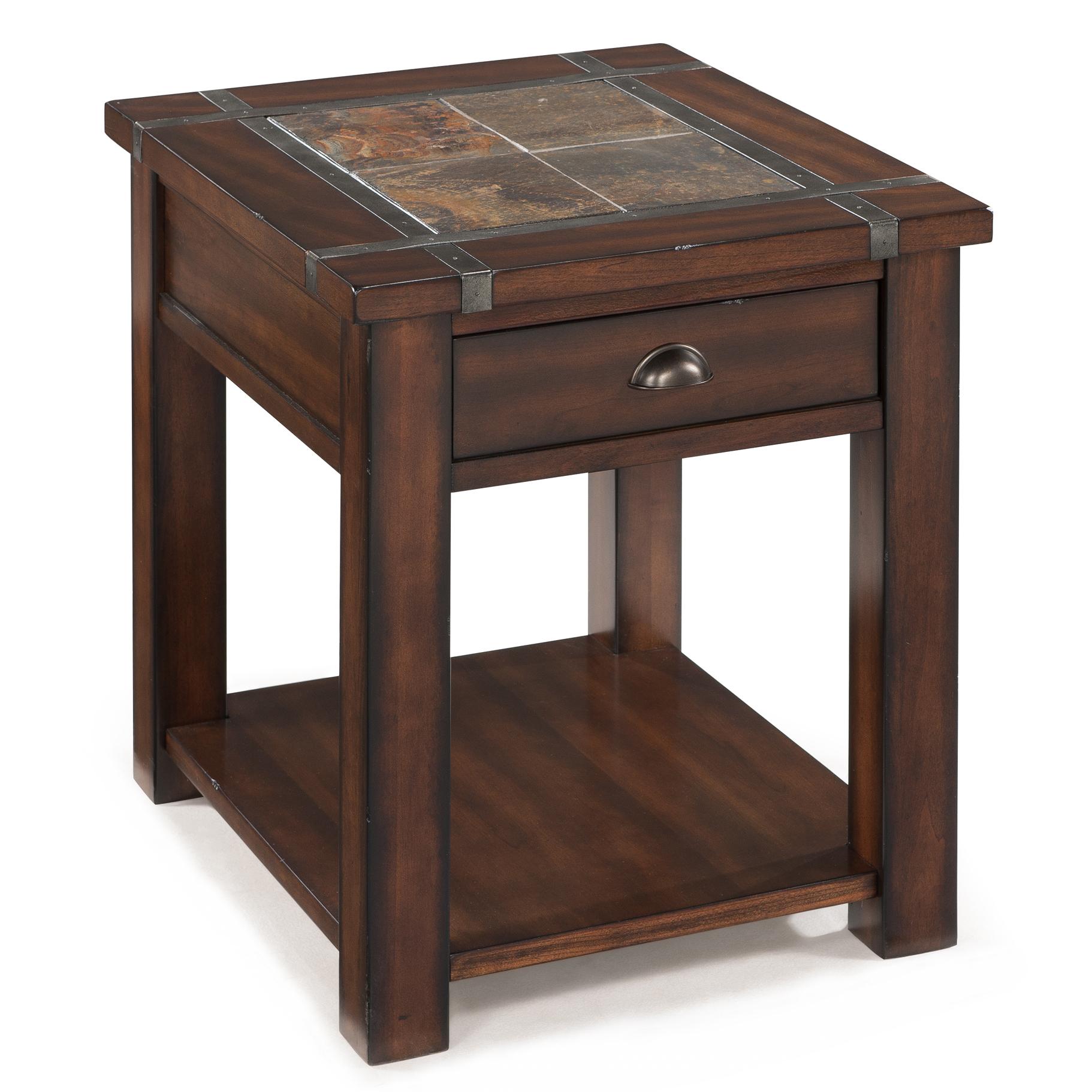 Magnussen Home Roanoke Rectangular End Table With Drawer and Shelf